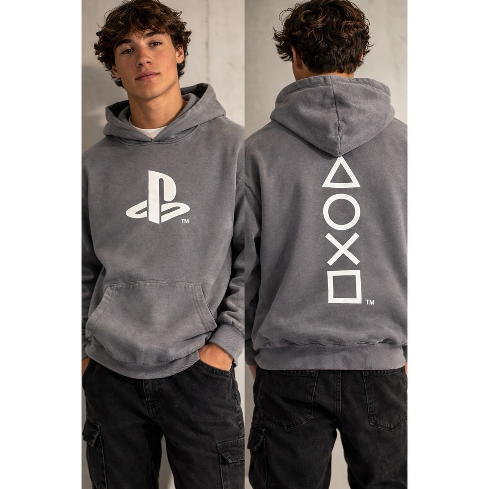Sony PlayStation Hoodie Youth 18 Gray PS Logo Gaming Sweatshirt PSM005ABWT